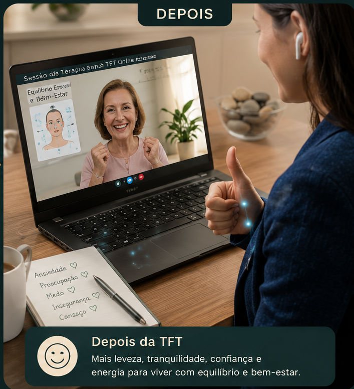 Expressão de tranquilidade depois da aplicação da TFT